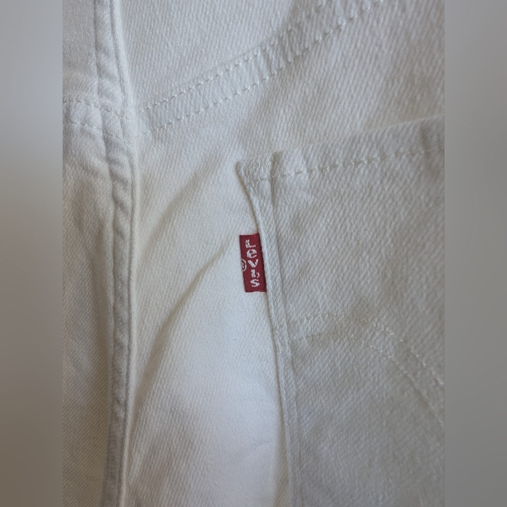 Levi's Classic Crop White Denim Jeans Size 16 W 33 - Picture 6 of 11